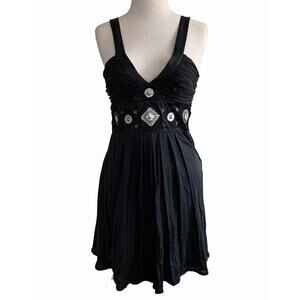 Marciano Cocktail Mini Dress Black Sleeveless Sweetheart 100% Silk Neck Size S